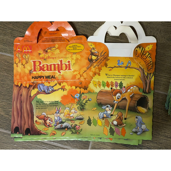 Lot Of 11 1988 Vintage McDonald's Walt Disney's BAMBI Happy Meal Box Rare Party - Picture 3 of 8
